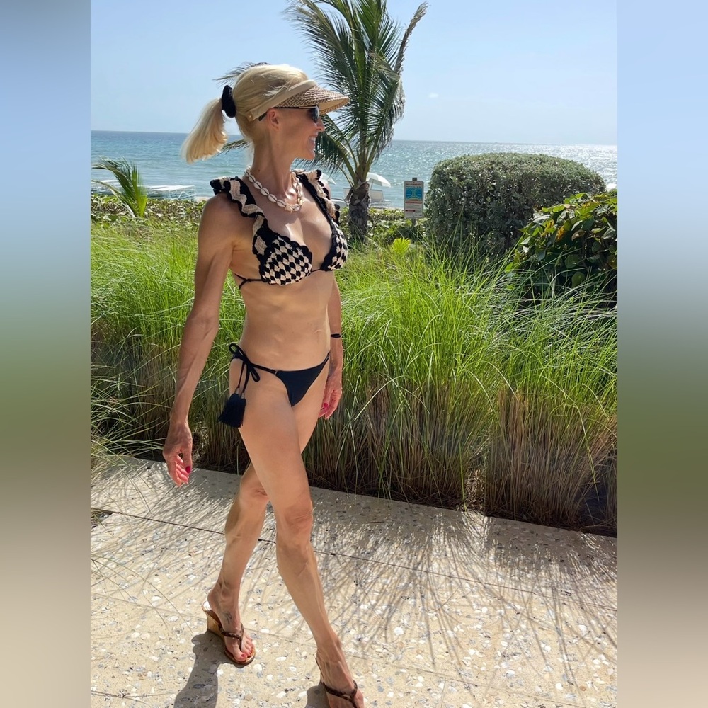 Zimmermann Black & White Checkered Ruffle Bikini Set